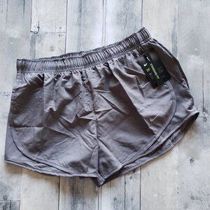 NWT - Nike Women's Light Heather Grey Brief-Lined Running Tempo Short - Size L